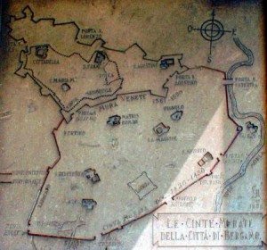nella mappa (1953) posta sulla torre del Galgario